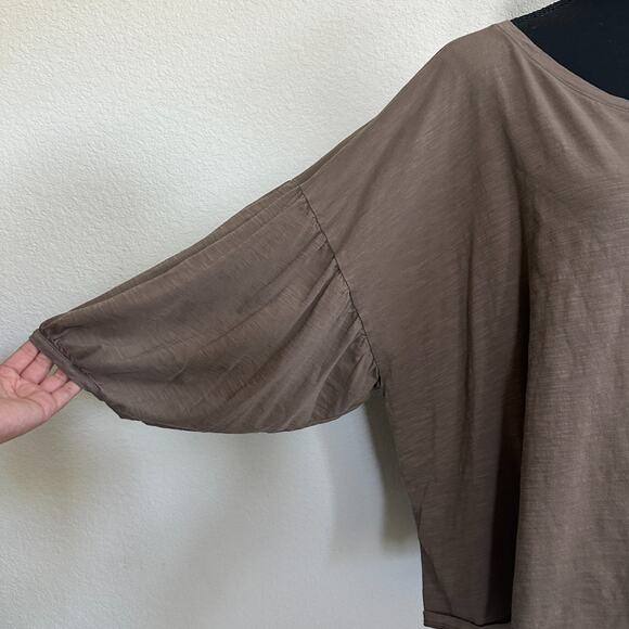 Garnet Hill Top XL Boxy Crop Capsule Brown 100% Pima Cotton Oversized Relaxed - Picture 4 of 10